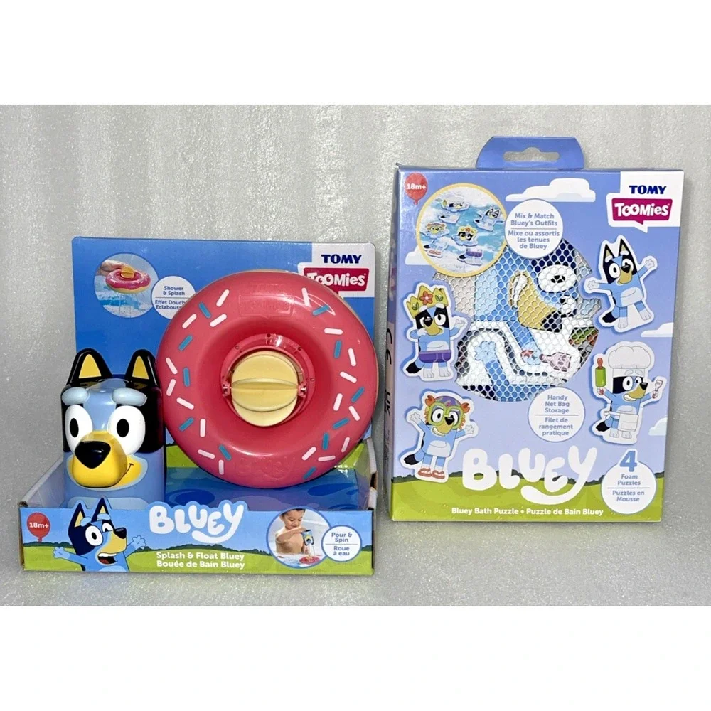 Lot of 2 Bluey Bath Toys - Splash & Float‎ Bluey & Bluey Bath Foam Puzzles NEW